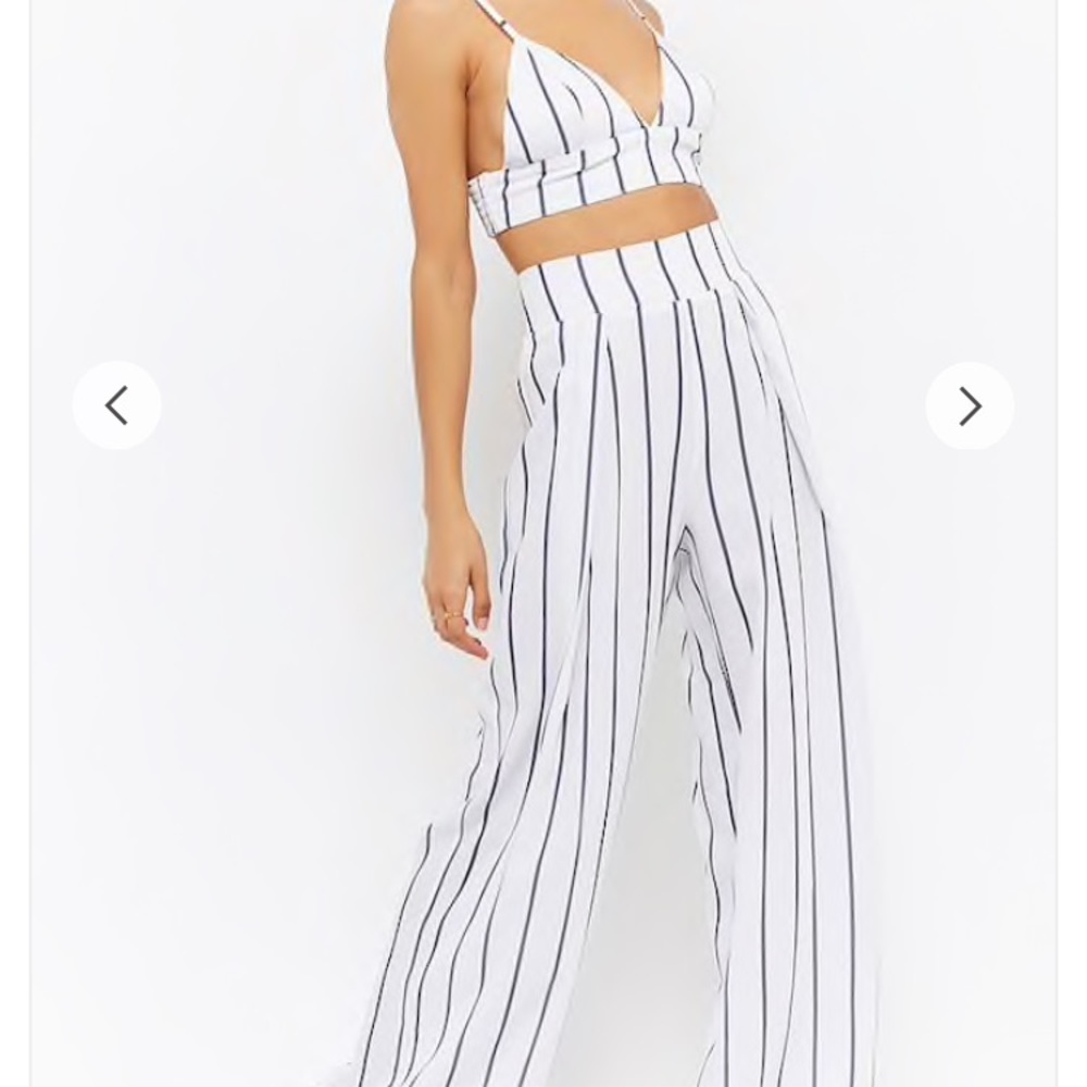 Stripe Bralette & Palazzo Pants Set